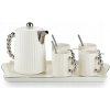 HowHomely Keramická kávová súprava so striebornými detailmi na podnose – 10 dielov HowHomely Keramická kávová súprava so striebornými detailmi na podnose – 10 dielov