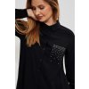 Shirt with decorative stones čierna | biela | šedá 38 Moodo 5904152347950 Shirt with decorative stones čierna | biela | šedá 38 Moodo 5904152347950