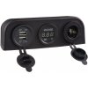 Trojitá zásuvka s CL panelom, voltmeter, 2x USB nabíjačka Trojitá zásuvka s CL panelom, voltmeter, 2x USB nabíjačka
