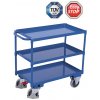 Variofit Policový vozík s madlom, Variofit, do 400 kg, 3 police s ohranením (84 x 49 cm), modrá/antracit Farba: modrá RAL5010 Variofit Policový vozík s madlom, Variofit, do 400 kg, 3 police s ohranením (84 x 49 cm), modrá/antracit Farba: modrá RAL5010