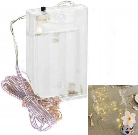Dampod LED svetelná reťaz drôt 30 LED na batérie 4,5 V 1,2 W vnutorný teplá bielá