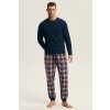 Pánske pyžamo Noir modré bavlna a flanel XL - Darčeková krabička Pánske pyžamo Noir modré bavlna a flanel XL - Darčeková krabička