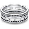 Prsteň PANDORA Signature Logo, pavé a guličky 58 192312C01-58 Prsteň PANDORA Signature Logo, pavé a guličky 58 192312C01-58