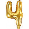 PartyDeco Fóliový balón Mini - Číslo 4 zlatý 35cm PartyDeco Fóliový balón Mini - Číslo 4 zlatý 35cm