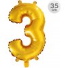 Narodeninový balón číslo 3, zlatý 35 cm Narodeninový balón číslo 3, zlatý 35 cm