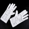 Spoločenské rukavice 21 cm čipkované čierna farba