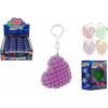 Prívesok na kľúče fidget srdce meniaci tvar antistresový plast 6cm 4 farby v krabičke 6x6,5cm