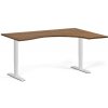 Ergonomický výškovo nastaviteľný stôl, 160x120 cm, 1 motor, L/P, biela podnož, orech Ergonomický výškovo nastaviteľný stôl, 160x120 cm, 1 motor, L/P, biela podnož, orech