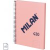 MILAN Blok linajkový so špirálou A5 80 listov, ružový