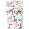 Halantex · Obojstranné posteľné obliečky z mikrovlákna Squishmallows – motív Flower Friends - 70 x 90 cm + 140 x 200 cm - zipsové zapínanie Halantex · Obojstranné posteľné obliečky z mikrovlákna Squishmallows – motív Flower Friends - 70 x 90 cm + 140 x 200 cm - zipsové zapínanie