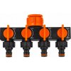 Záhradný 4-cestný rozdeľovač vody + redukcia Záhradný 4-cestný rozdeľovač vody + redukcia