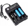 USB nabíjačka batérií 18650 čierna, 4 sloty, AC 110 V 220V USB nabíjačka batérií 18650 čierna, 4 sloty, AC 110 V 220V