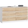 Akord Komoda Kuba 140 cm 6 zásuviek BIELA / SONOMA Akord Komoda Kuba 140 cm 6 zásuviek BIELA / SONOMA