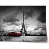 Sablio Plagát Eiffelová veža a červené auto - 90x60 cm Sablio Plagát Eiffelová veža a červené auto - 90x60 cm