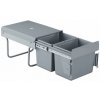 Wireli Výsuvný odpadkový kôš 400 mm - 2x15L s úchytmi dvierok / Šedý Wireli Výsuvný odpadkový kôš 400 mm - 2x15L s úchytmi dvierok / Šedý