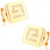 Šperky eshop - Zlaté náušnice 9K štvorec s pieskovaným gréckym kľúčom S1GG73.10 Šperky eshop - Zlaté náušnice 9K štvorec s pieskovaným gréckym kľúčom S1GG73.10