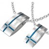 Šperky eshop - Oceľový prívesok LOVE FOREVER pre dvoch - obdĺžnik, kríž AB31.19 Šperky eshop - Oceľový prívesok LOVE FOREVER pre dvoch - obdĺžnik, kríž AB31.19