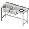 Stůl s dvoukomorovým dřezem na levé straně a otvorem na odpadky na pravé straně 1700x600x850 mm | STALGAST, 981026170 inox Stůl s dvoukomorovým dřezem na levé straně a otvorem na odpadky na pravé straně 1700x600x850 mm | STALGAST, 981026170 inox
