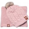 BABY NELLYS Zimná dvojvrstvová čiapka s brmbolcom + komínček Love pudrová BABY NELLYS Zimná dvojvrstvová čiapka s brmbolcom + komínček Love pudrová