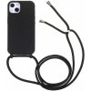 Kryt na iPhone 13 Mini gumový so šnúrkou na krk čierny Kryt na iPhone 13 Mini gumový so šnúrkou na krk čierny
