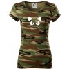 Mačka mňau - Dámske maskáčové tričko - XL ( Hnedý maskáč ) Mačka mňau - Dámske maskáčové tričko - XL ( Hnedý maskáč )