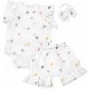 Zavinovacie body, kraťasky + čelenka, mušelín, Srdiečko, Baby Nellys, smotanové 62 (2-3m) Zavinovacie body, kraťasky + čelenka, mušelín, Srdiečko, Baby Nellys, smotanové 62 (2-3m)