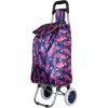 Nákupná taška na kolieskach METRO ST-01F - modrá/ružový list Nákupná taška na kolieskach METRO ST-01F - modrá/ružový list