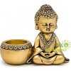 Svietnik na čajové sviečky meditujúci Budha napravo, zlatá Svietnik na čajové sviečky meditujúci Budha napravo, zlatá
