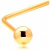 Šperky eshop - Zlatý zahnutý piercing do nosa 585 - malá lesklá guľôčka S2GG206.14 Šperky eshop - Zlatý zahnutý piercing do nosa 585 - malá lesklá guľôčka S2GG206.14