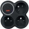 Solight rozbočka, 3x 15A, USB A+C rýchlonabíjačka 20W PD, matná čierna Solight rozbočka, 3x 15A, USB A+C rýchlonabíjačka 20W PD, matná čierna