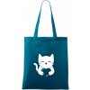 Mačka drží srdce - Taška bavlnená - 42 x 38 cm ( Petrolejová ) Mačka drží srdce - Taška bavlnená - 42 x 38 cm ( Petrolejová )