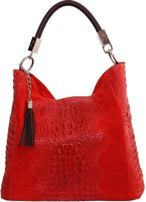 Talianske XL dámska shopper ka kožená kabelka na plece a do ruky Talianska červená Alessa