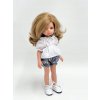 Paola Reina Amigas 32 cm, modré šortky s kvetinovou potlačou a biela tunika Paola Reina Amigas 32 cm, modré šortky s kvetinovou potlačou a biela tunika
