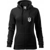 Ukrajina trojzubec prsník mikina dámska trendy zipper s kapucňou Čierna