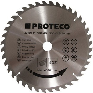 PROTECO 42.09-PK300-40 kotúč pílový s SK plátkami 300x3.2x30 40 zubov + redukcia 30/20 mm