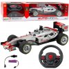 LeanToys Dálkově ovládané RC závodní auto, volant, světla, zvuky, stříbrná 1:12 LeanToys Dálkově ovládané RC závodní auto, volant, světla, zvuky, stříbrná 1:12