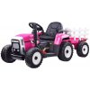 mamido Detský elektrický traktor s vlečkou ružový
