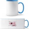 TTH Dvojfarebný Hrnček - Dizajn s motívom - Láska a pes - Biela / Svetlomodrá - Standard - Darčeky PrintEQ - 250ml TTH Dvojfarebný Hrnček - Dizajn s motívom - Láska a pes - Biela / Svetlomodrá - Standard - Darčeky PrintEQ - 250ml
