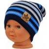BABY NELLYS Jarná/jesenná prúžkovaná čiapka - granát/sv. modrá/sv. sivá BABY NELLYS Jarná/jesenná prúžkovaná čiapka - granát/sv. modrá/sv. sivá