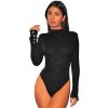 Dámské Body Black Mock Neck Ribbed Knit Long Sleeves Bodysuit Dámské Body Black Mock Neck Ribbed Knit Long Sleeves Bodysuit