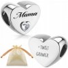 Charms strieborný s gravírovaním pre mamičku srdce MAMA 925 korálik beads Charms strieborný s gravírovaním pre mamičku srdce MAMA 925 korálik beads
