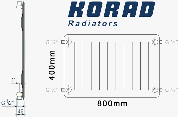 Korad Radiators 10K 400 X 800 mm