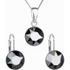 MSPERK Sada šperkov s krištáľmi Swarovski náušnice a prívesok okrúhle Hematit Jet Ag 925/1000 MSPERK Sada šperkov s krištáľmi Swarovski náušnice a prívesok okrúhle Hematit Jet Ag 925/1000