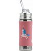 Pura nerezová fľaša so slamkou - ružovo/biela 325 ml Pura nerezová fľaša so slamkou - ružovo/biela 325 ml