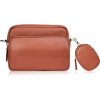 Paolo Peruzzi Dámska kožená crossbody kabelka s vreckom na kľúče a drobnosti | koňak E-34-CG Paolo Peruzzi Dámska kožená crossbody kabelka s vreckom na kľúče a drobnosti | koňak E-34-CG