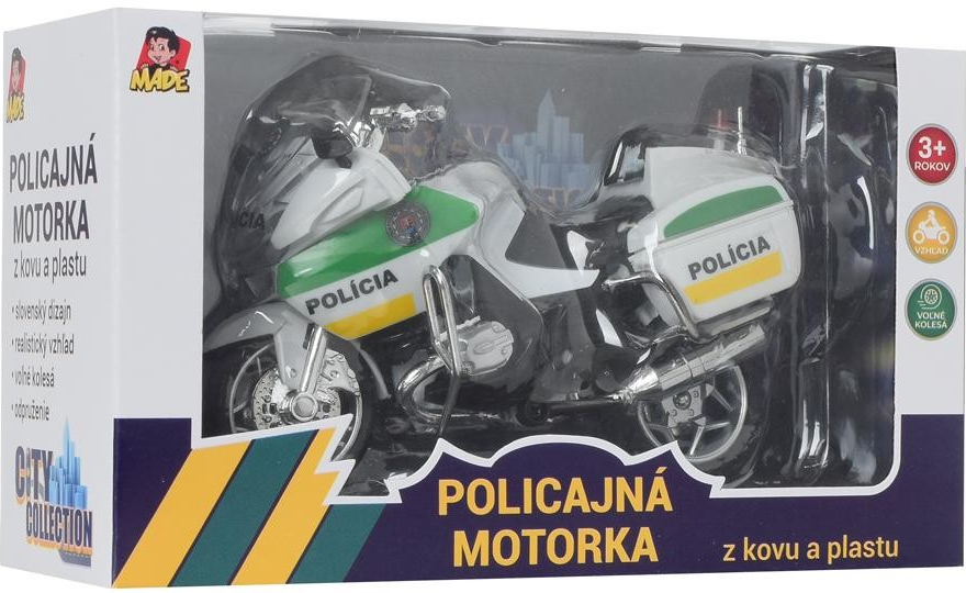 MaDe Motorka policejní kovová 12cm