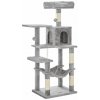 Škrabadlo pre mačky s domčekom a hojdacou sieťou, svetlošedé Škrabadlo pre mačky s domčekom a hojdacou sieťou, svetlošedé