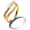Pandora Pozlátený prsteň s organickým tvarom a pravými perlami Essence Shine 163258C01 54 mm Pandora Pozlátený prsteň s organickým tvarom a pravými perlami Essence Shine 163258C01 54 mm