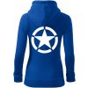 Army hvězda mikina dámska trendy zipper s kapucňou Kráľovská modrá