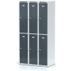Alfa 3 Kovová šatníková skrinka S6 s úložnými boxami, 6 boxov, 1800 x 900 x 500 mm, otočný zámok, tmavosivé dvere Alfa 3 Kovová šatníková skrinka S6 s úložnými boxami, 6 boxov, 1800 x 900 x 500 mm, otočný zámok, tmavosivé dvere